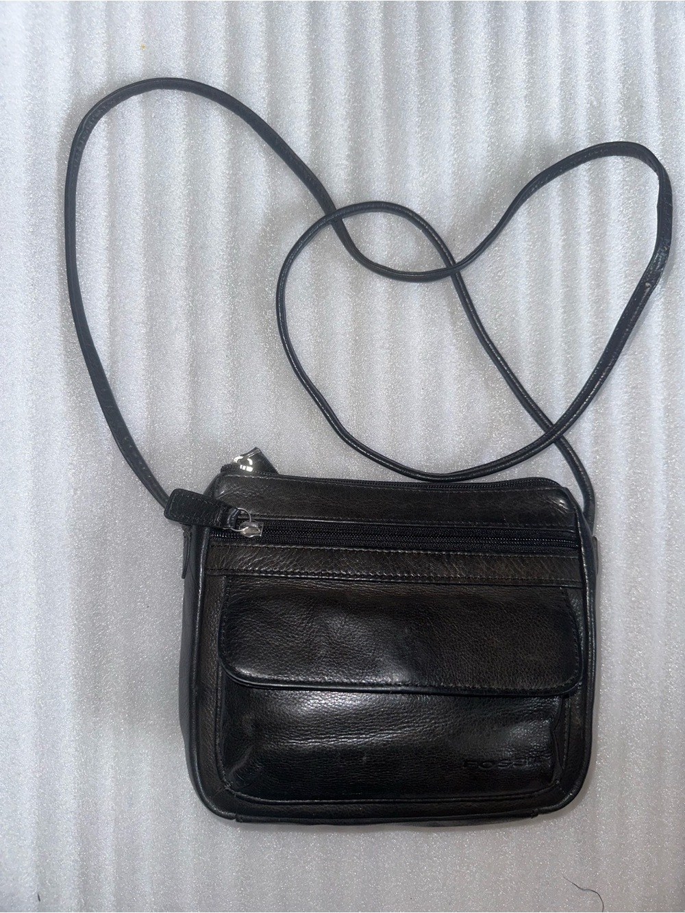 Fossil Black Leather Crossbody Bag